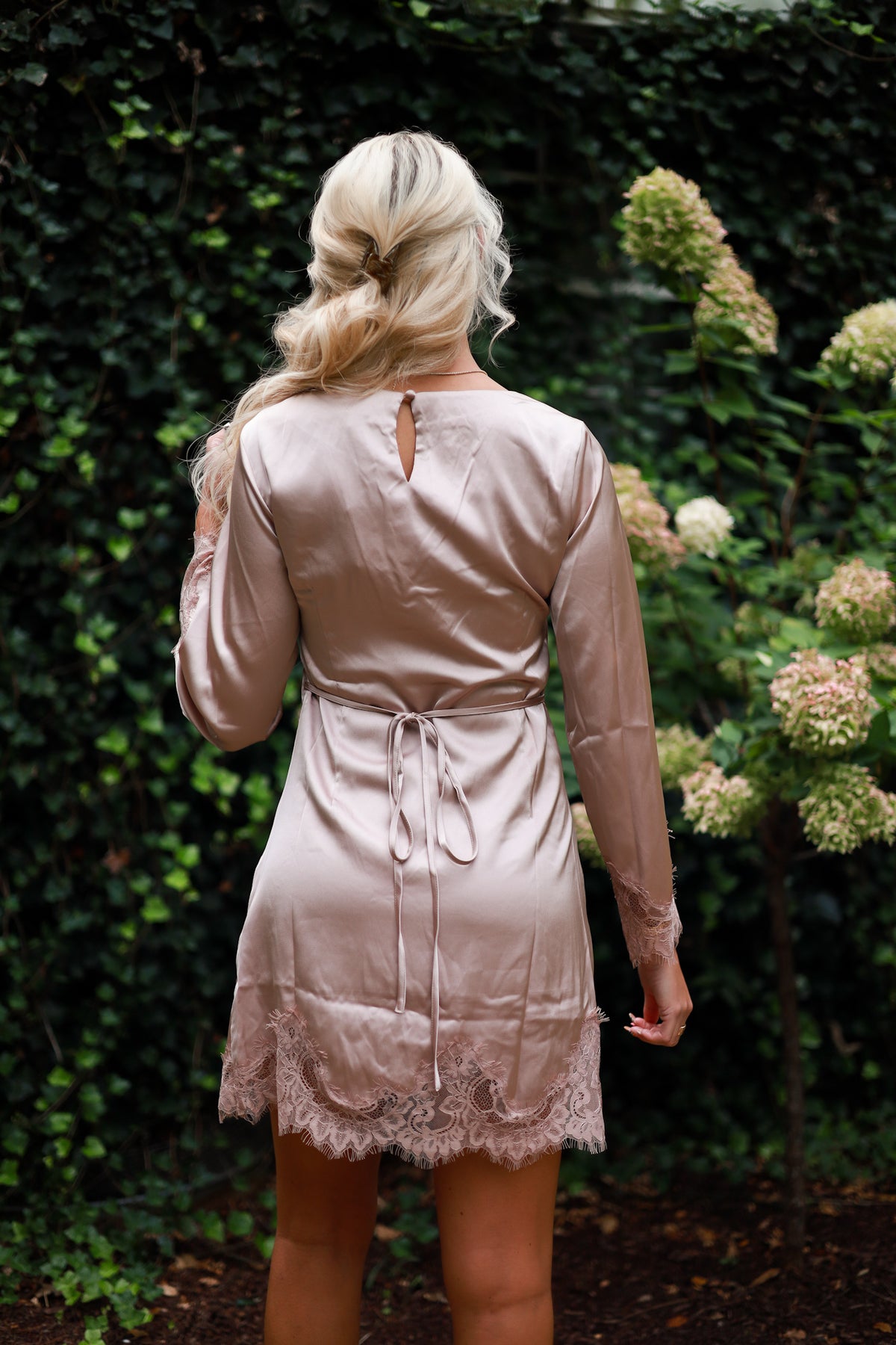 Satin & Lace Mini Dress - Cashmere