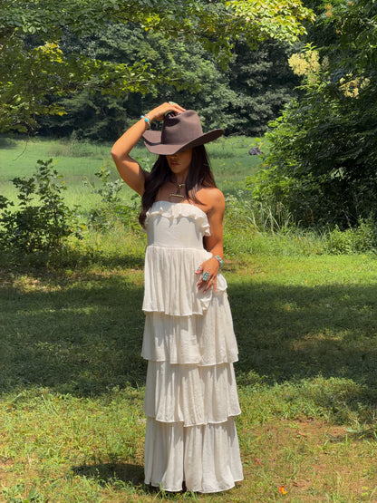 Meadow Muse Ruffle Dress - Cream