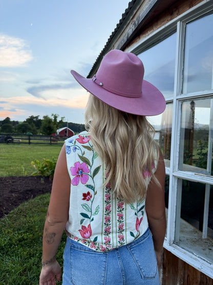 Vintage Floral Embroidered Vest