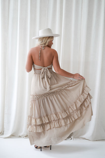 Western Shore Maxi Dress - Beige