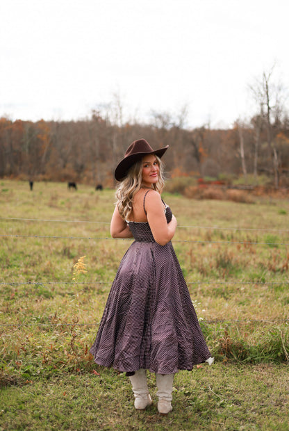 Storybook Lace Midi Dress - Brown