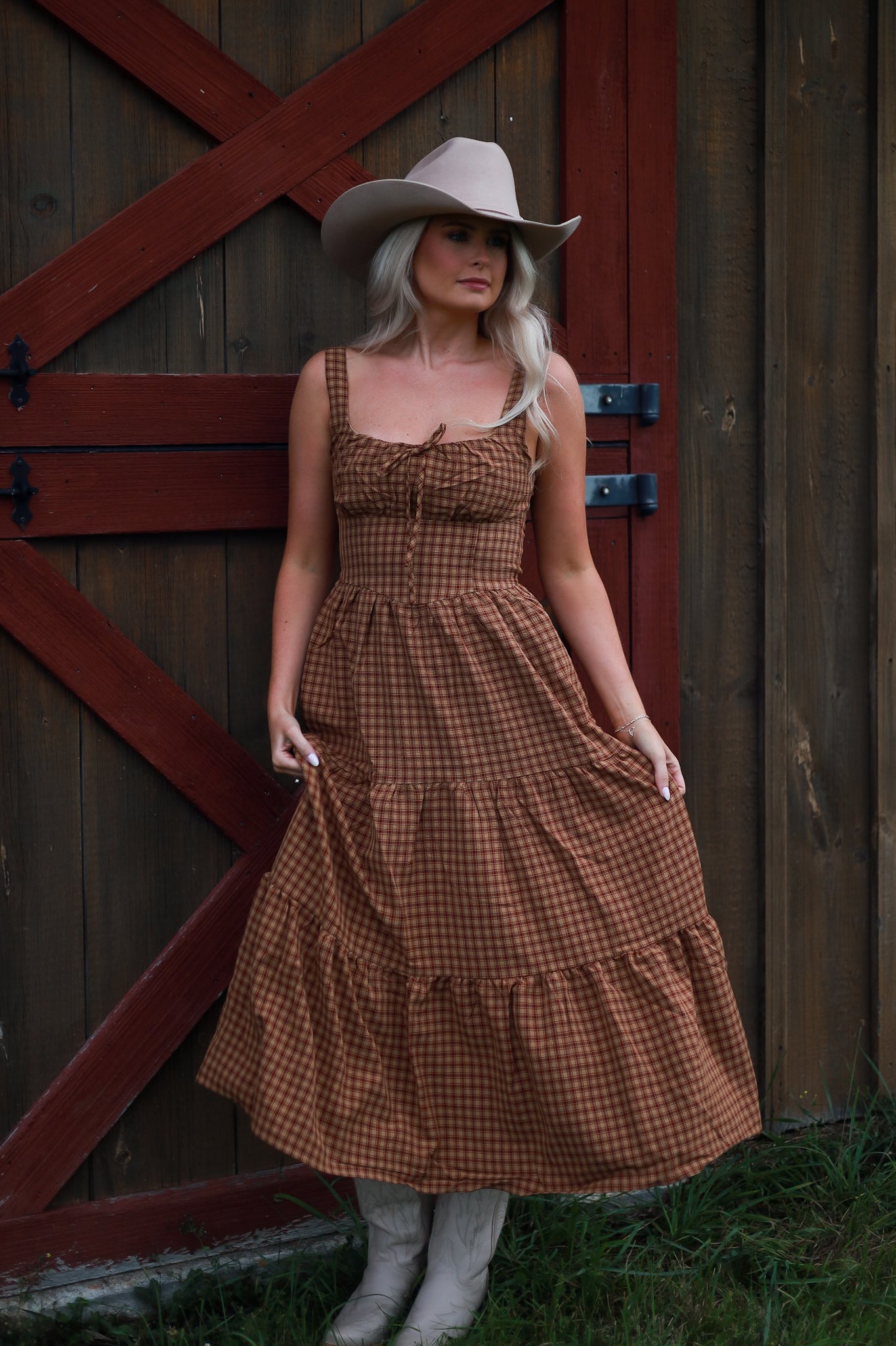 Maple Hollow Plaid Maxi Dress