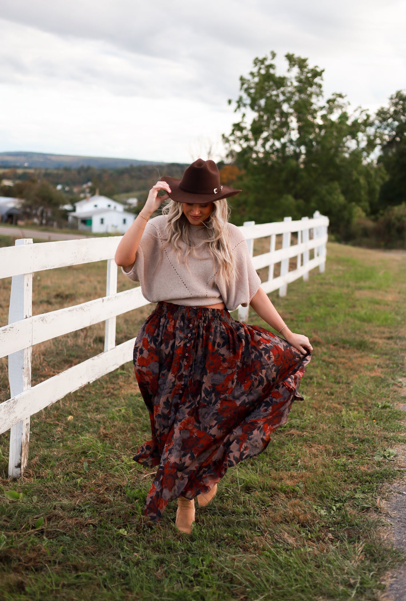 Poetry in Petals Skirt - Taupe