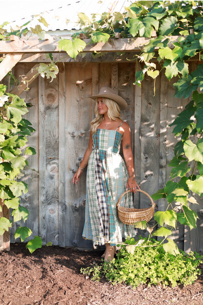 Sagebrush Plaid Maxi Dress - Mint