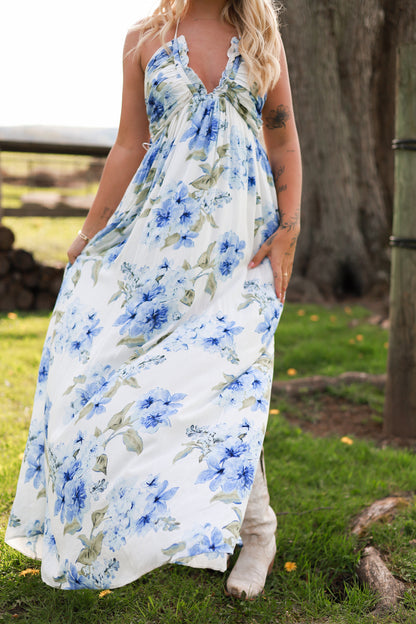 Santorini Bloom Maxi Dress