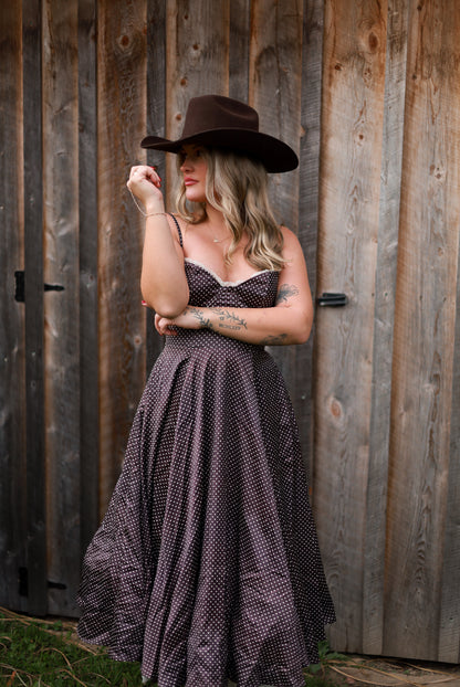 Storybook Lace Midi Dress - Brown