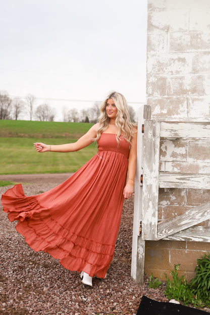 Wanderlust Halter Dress - Terracotta