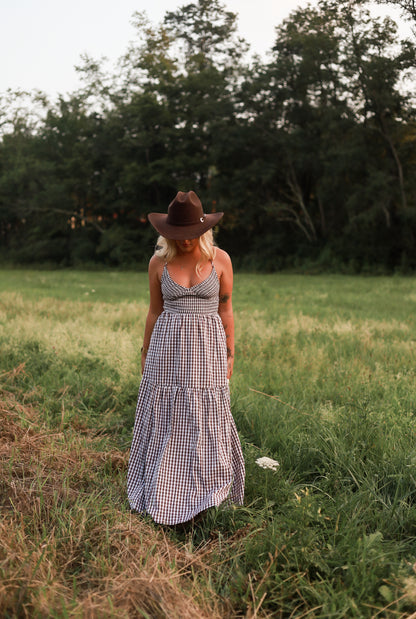 Jackson Gingham Maxi Dress - Brown