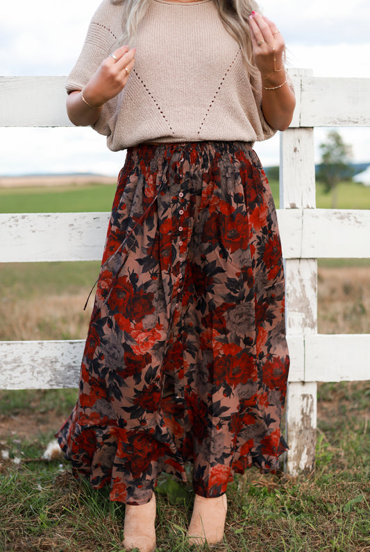 Poetry in Petals Skirt - Taupe