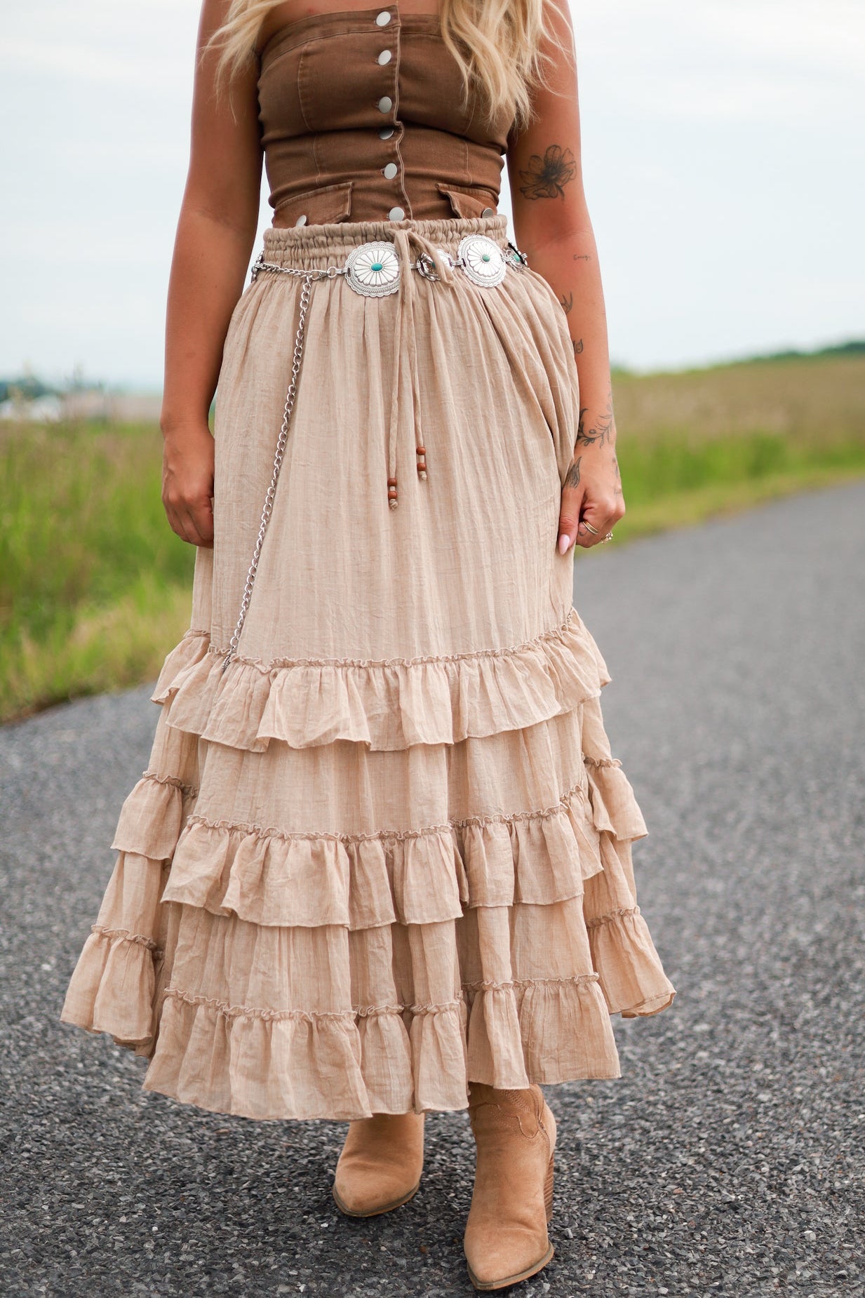 Free Winds Tiered Maxi Skirt