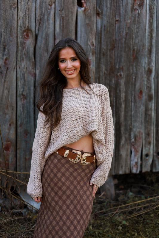 Spiced Taupe Knit Sweater