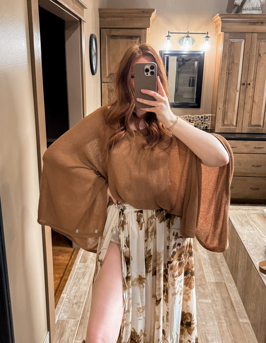 Timeless Terrace Poncho Sweater - Taupe