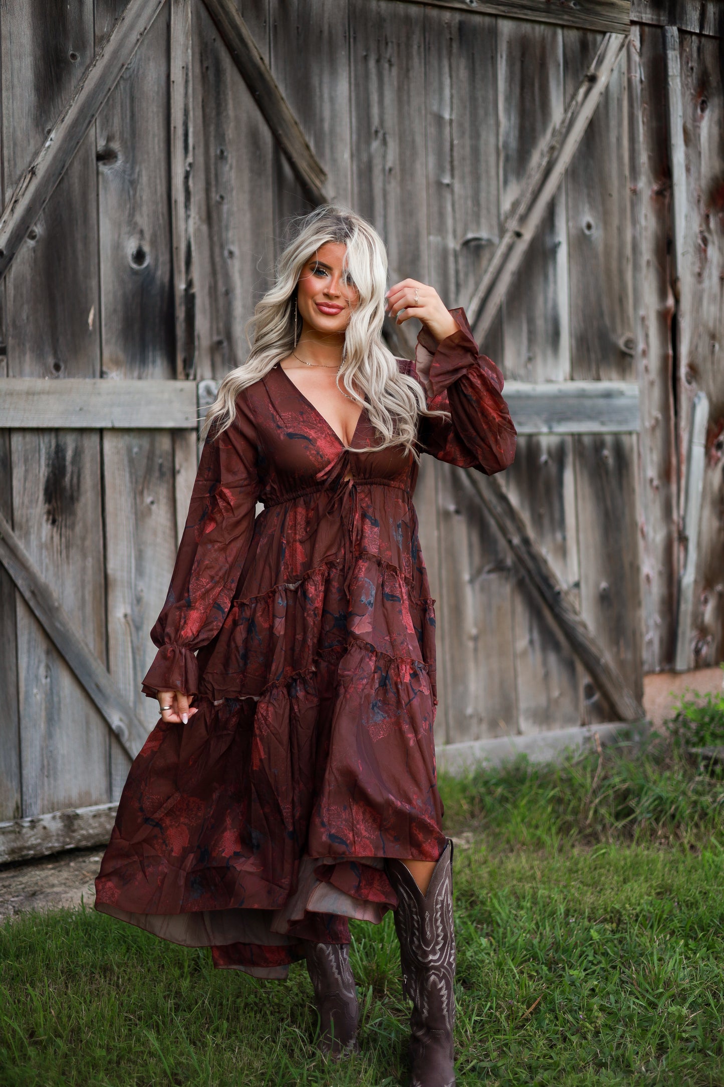 Prairie Bloom Dress - Burgundy