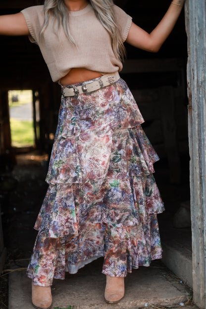 Meadowlark Blooms Tiered Maxi Skirt
