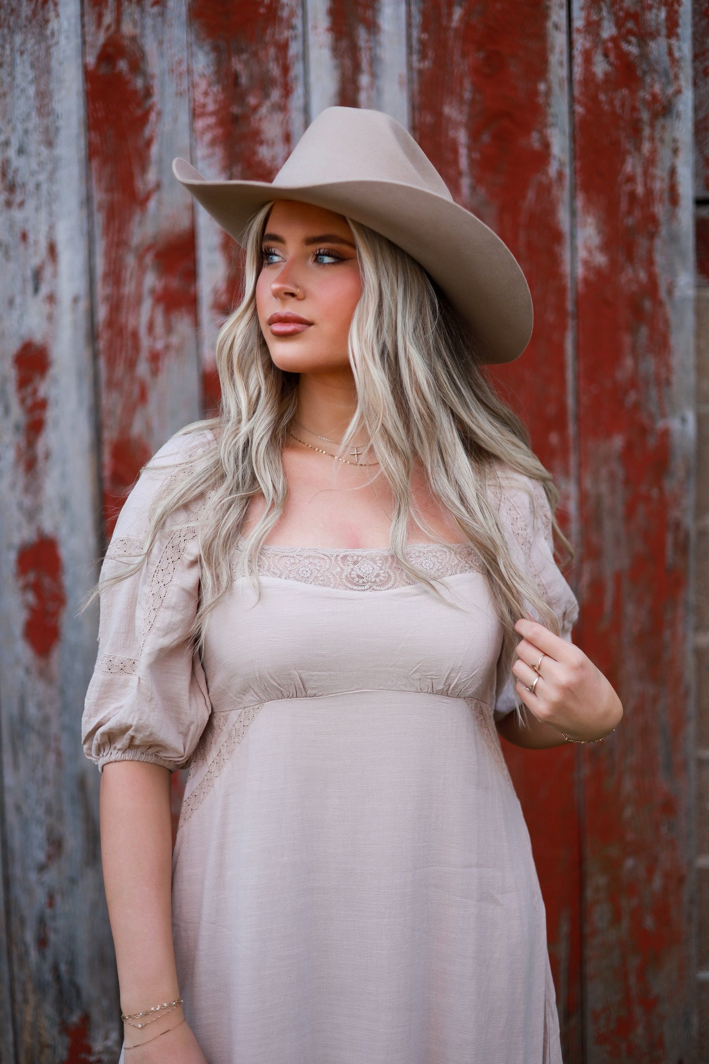 Soft Petal Lace Maxi Dress - Cream