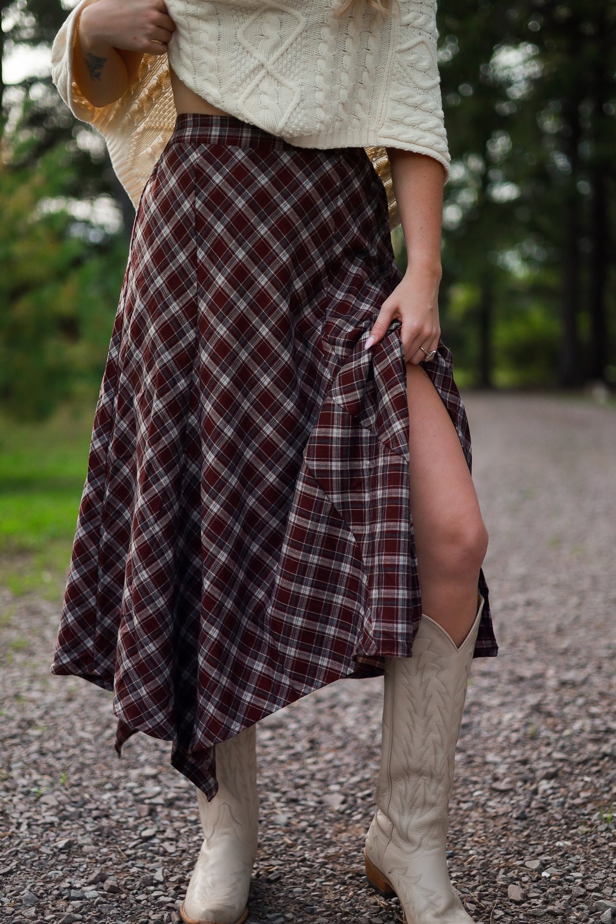 Hearthside Plaid Skirt - Maroon