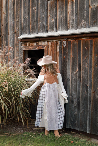 Rustic Patchwork Overall Dress