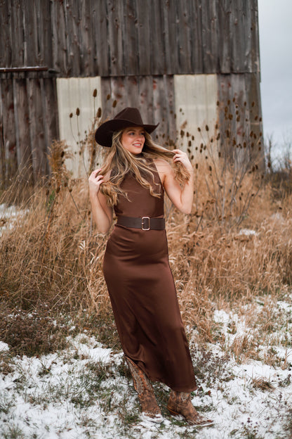 Tetons Satin Belted Dress