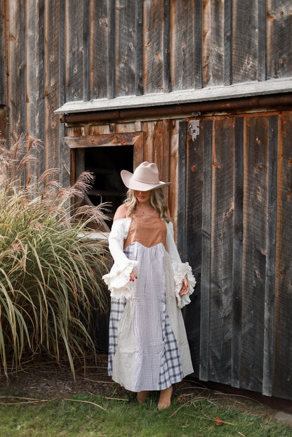 Rustic Patchwork Overall Dress