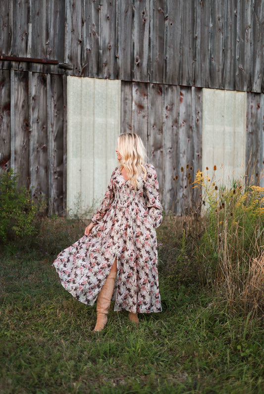 Spiced Orchard Maxi Dress - Brown