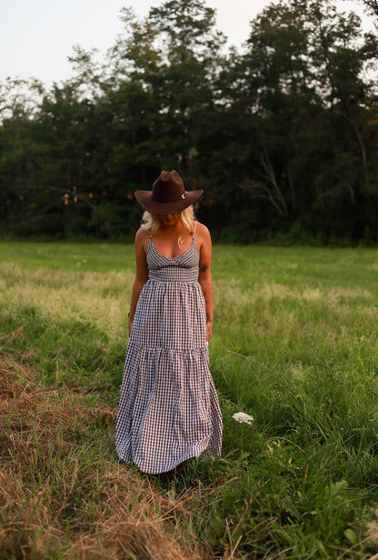Jackson Gingham Maxi Dress - Brown