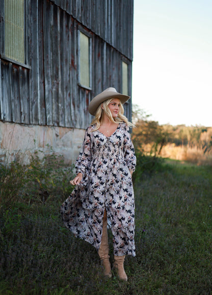 Spiced Orchard Maxi Dress - Black