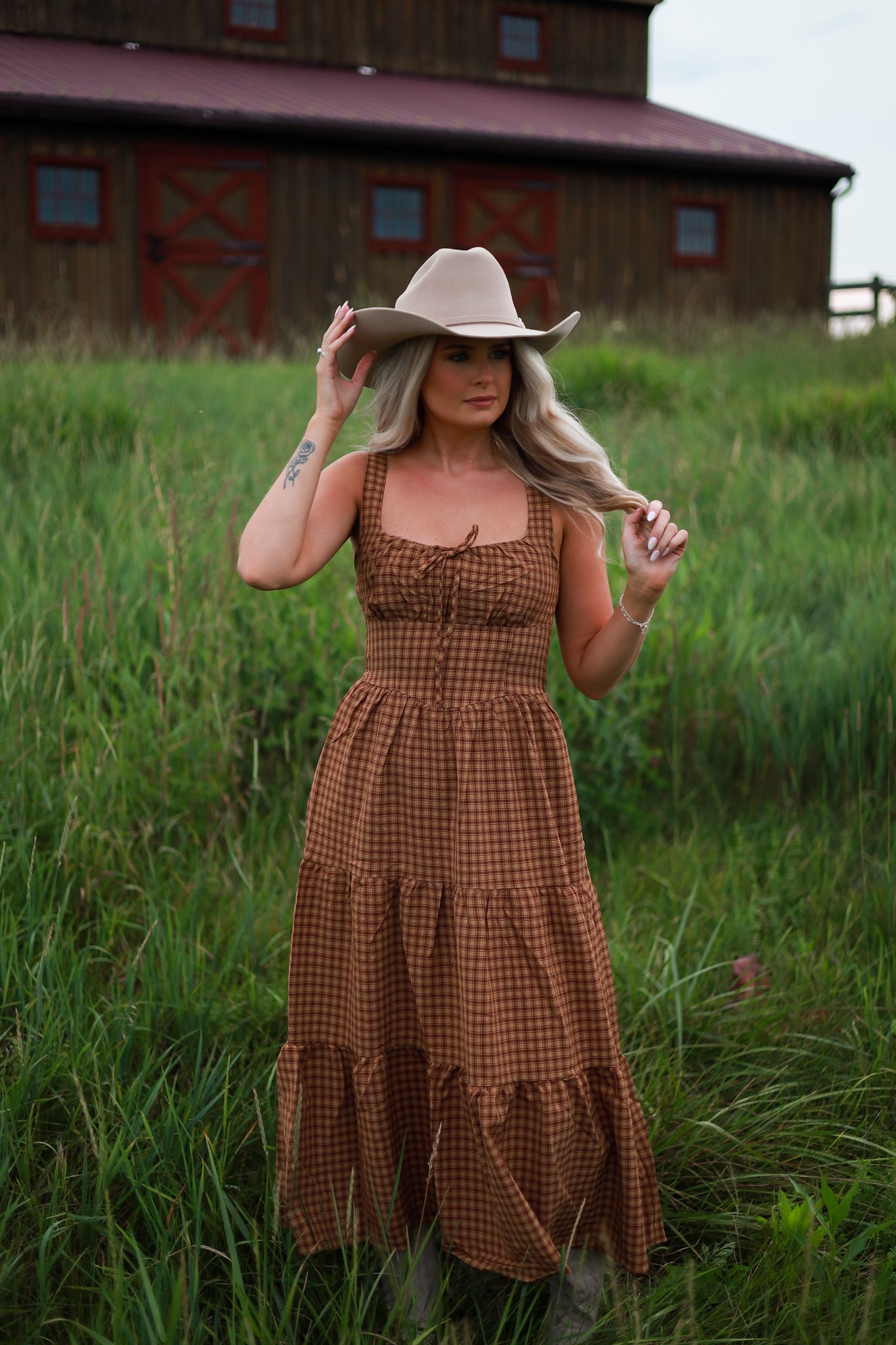 Maple Hollow Plaid Maxi Dress