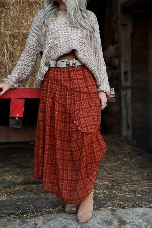 Hearthside Plaid Midi Skirt