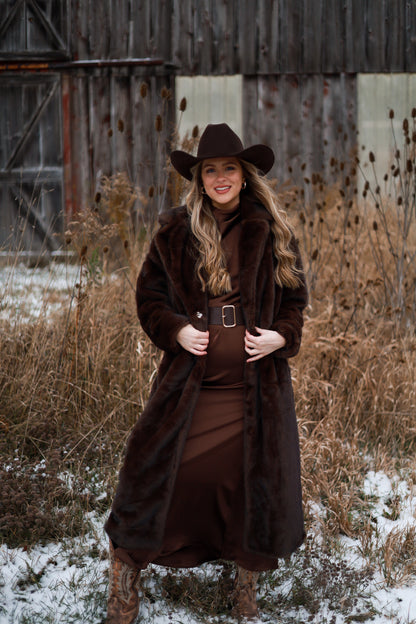 Frontier Maxi Coat - Brown