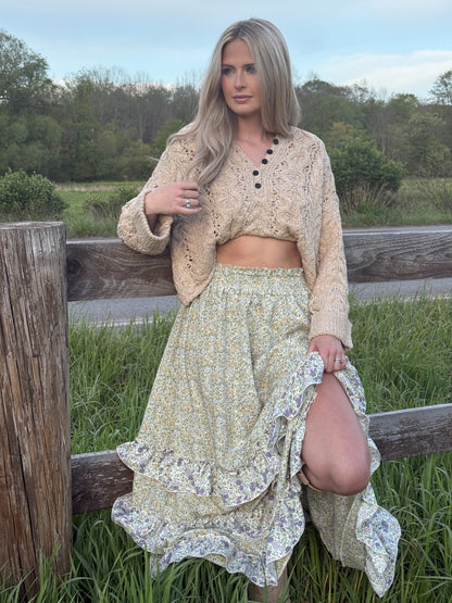 Blueberry Fleur Maxi Skirt