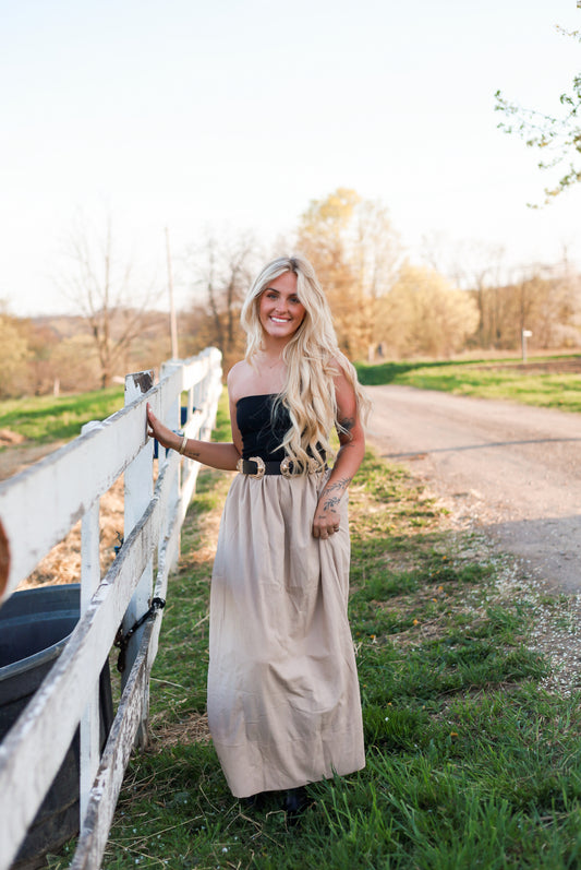 Wheatfield Midi Dress - Almond