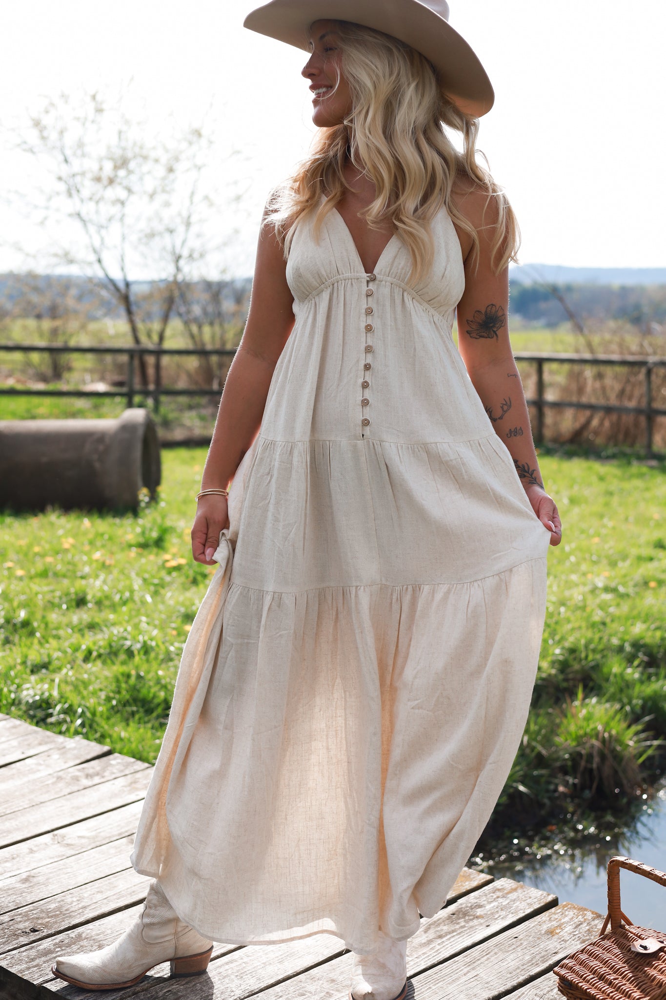 Oatmilk Linen Maxi Dress