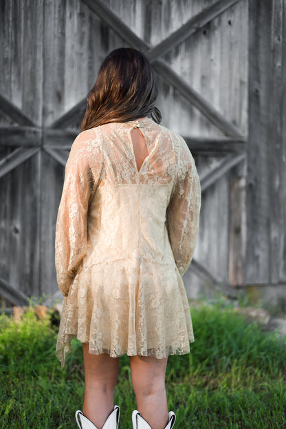 Harlow Lace Mini Dress - Moss