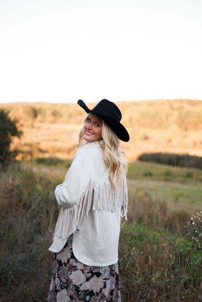 Statton Suede Fringe Jacket - Cream
