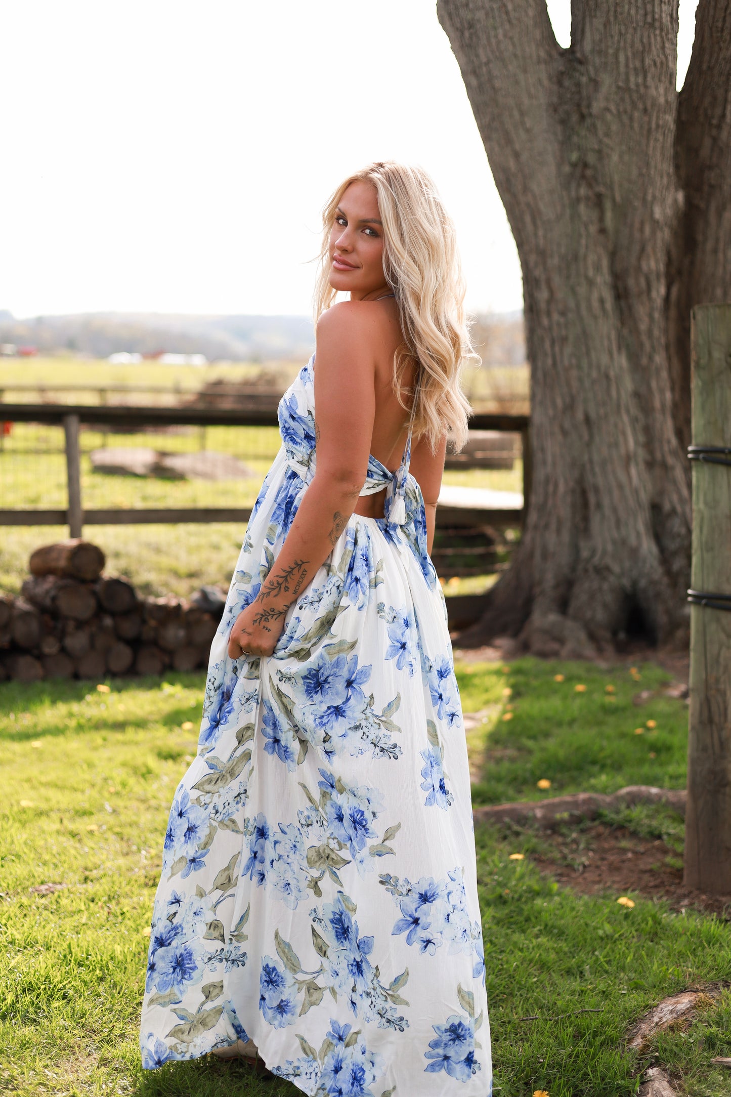 Santorini Bloom Maxi Dress