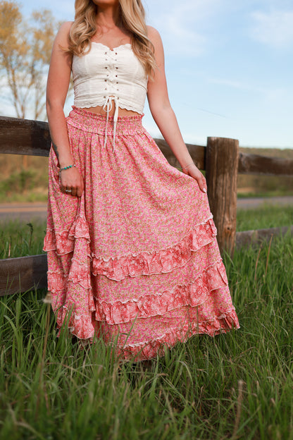 Strawberry Fleur Maxi Skirt
