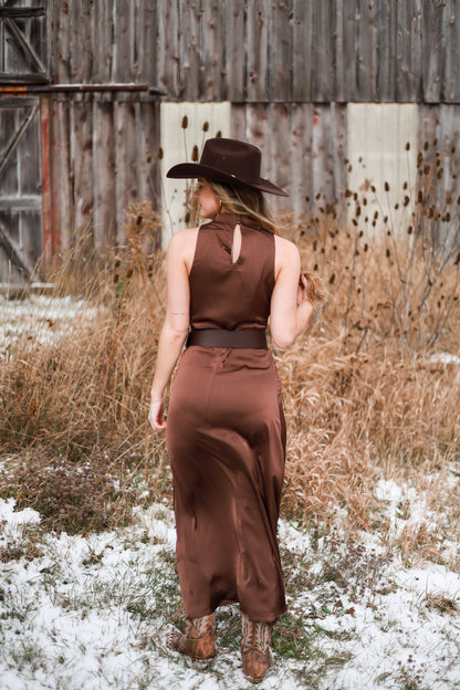 Tetons Satin Belted Dress