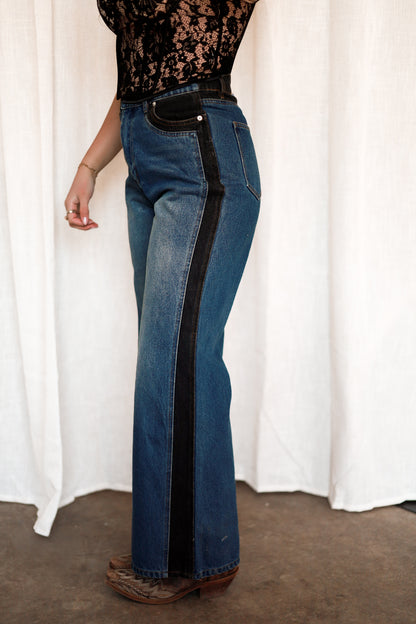 Western Two Tone Wide Leg Jeans