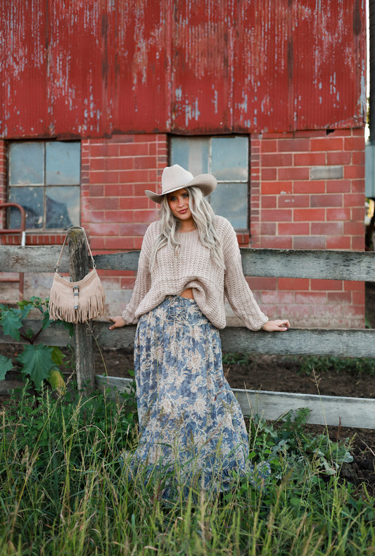 Thistlewood Drop-Waist Maxi Skirt - Blue