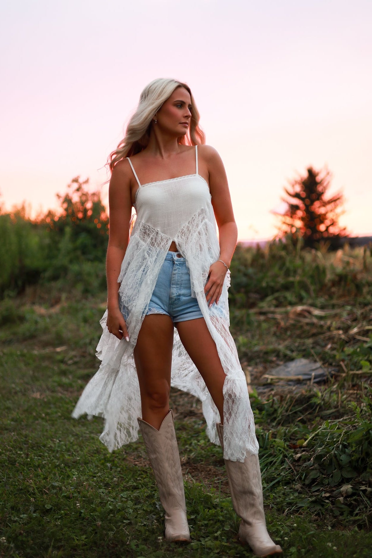 Lace Whisper Duster Top