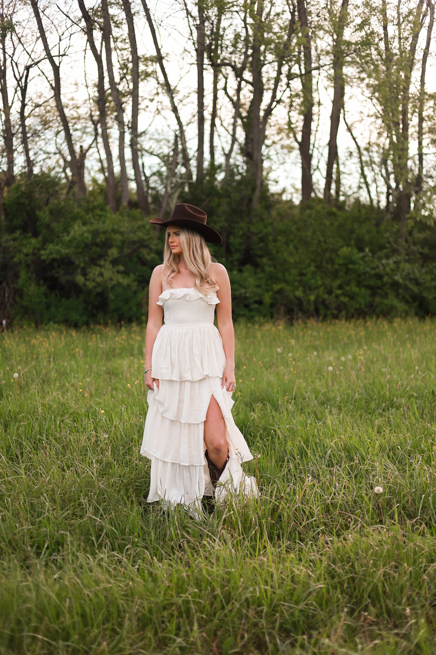 Meadow Muse Ruffle Dress - Cream