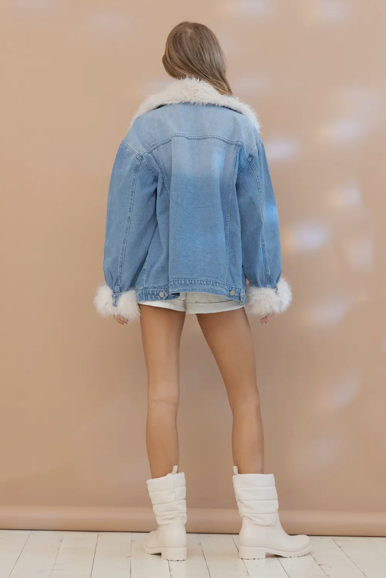 Big Sky Oversized Denim Fur Jacket