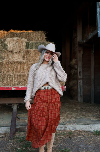 Hearthside Plaid Midi Skirt