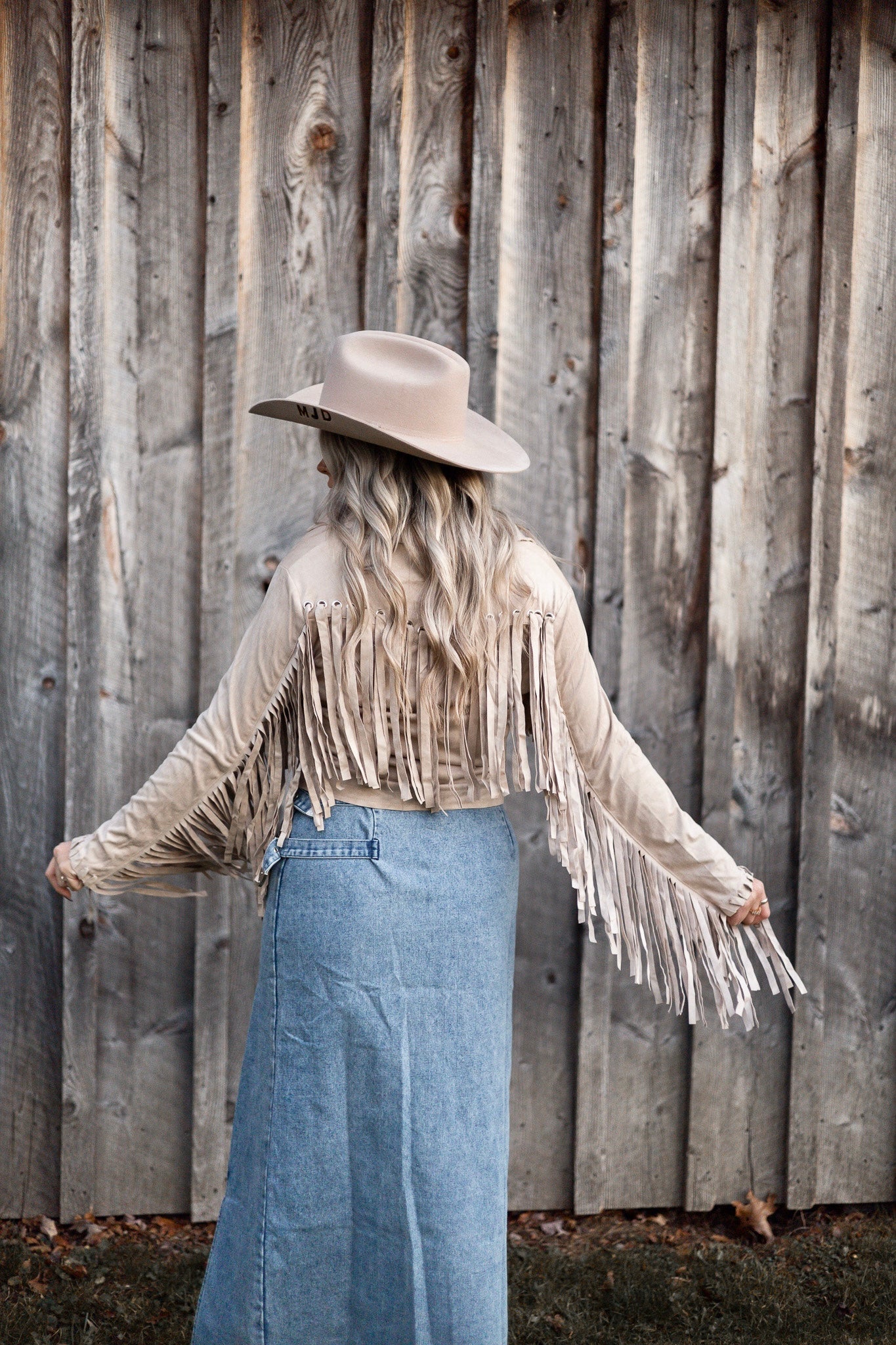 Suede Eyelet Fringe Jacket