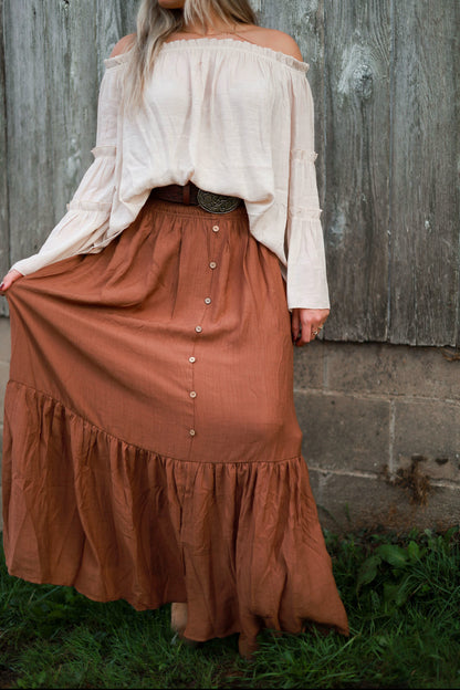 Evergreen Maxi Skirt - Terracotta
