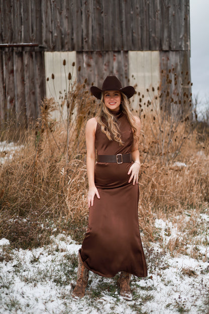 Tetons Satin Belted Dress