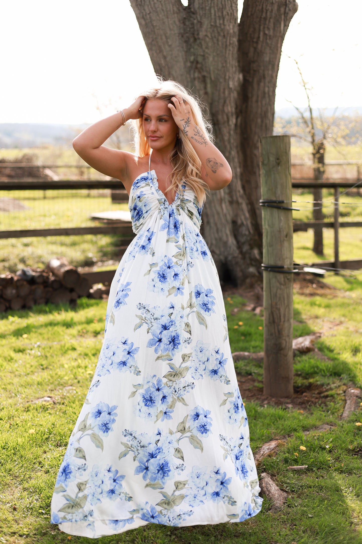 Santorini Bloom Maxi Dress
