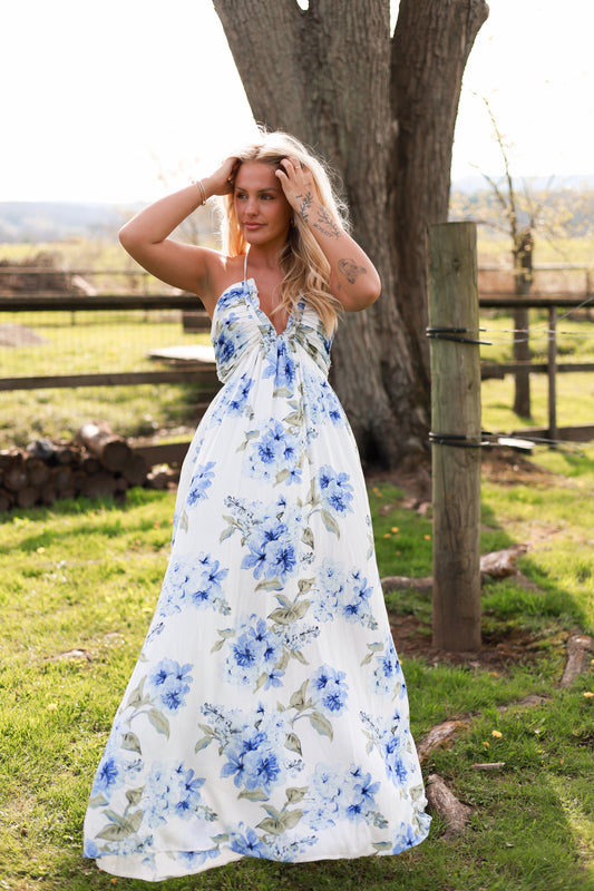 Santorini Bloom Maxi Dress