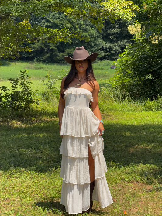 Meadow Muse Ruffle Dress - Cream