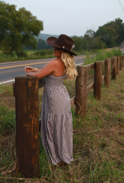 Jackson Gingham Maxi Dress - Brown